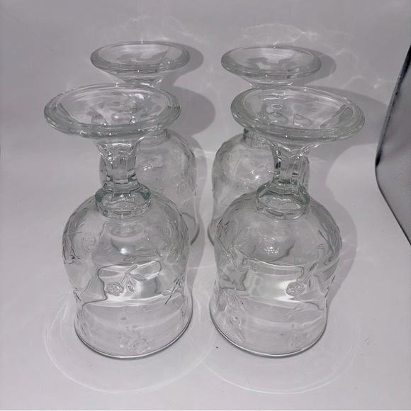 Anchor Hocking Savannah VTG Clear Water Goblets 7 1/4” Set of 4 Floral Glasses - Picture 6 of 14